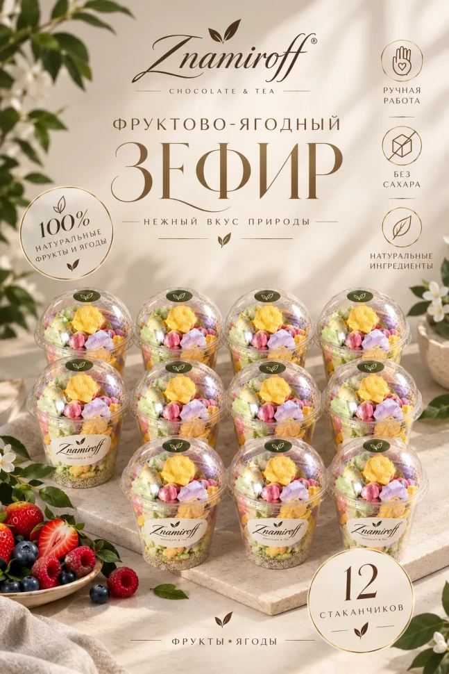  Зефир в стаканчиках без сахара(коробка 12шт по 100гр) в Урюпинске