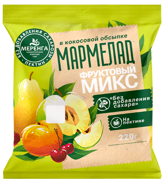 Меренга Мармелад без сахара в кокосовой обсыпке Фруктовый микс, 220г   в Урюпинске