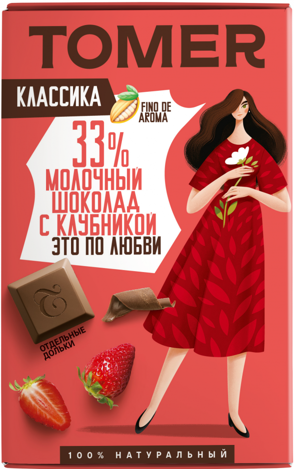№1 Фабрика Томер  Молочный шоколад с КЛУБНИКОЙ, 90г в Урюпинске