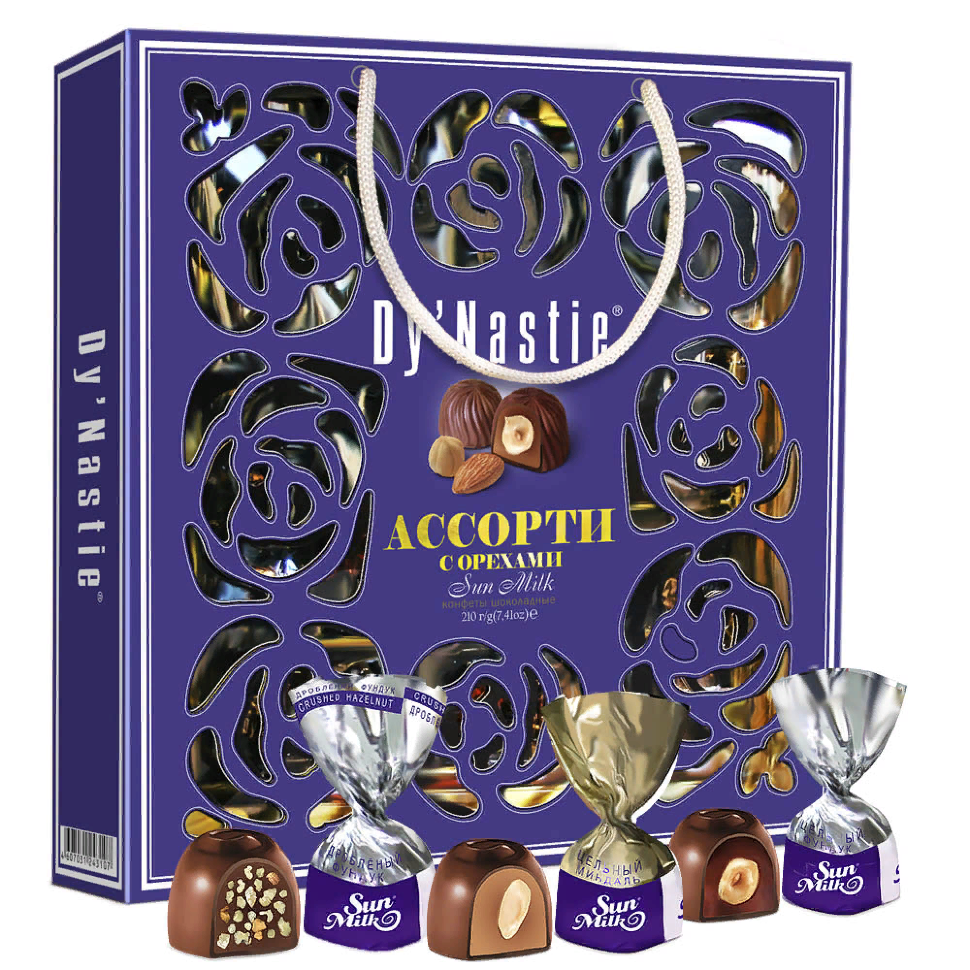  Династия Сумка Конфеты "Ассорти с орехами", 210г     в Урюпинске